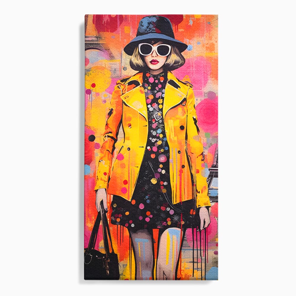 Tablou canvas cu tablou canvas cu ilustratie fashionista, fara rama, pe sasiu de lemn